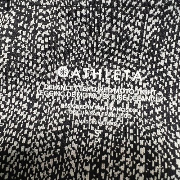 Athleta Delancey Textured Moto Tight SIZE S Heathered Black Zipper Hem Legging - Picture 3 of 11